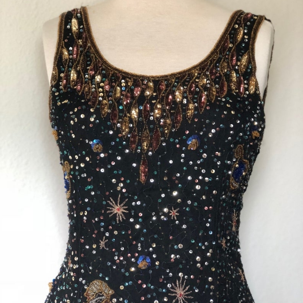 Embellished Black Mini Dress